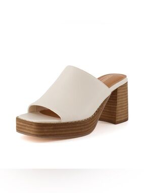 CUSHIONAIRE Women's soft one band Heel Sandal +Memory Foam 8 Cream